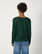 Strickpullover - Fledermaus&auml;rmel - Dunkelgr&uuml;n