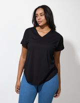 Felső - V-kiv&aacute;g&aacute;s - fekete