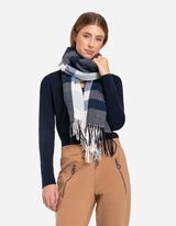 szal - Wełniany wygląd - ciemny niebieski