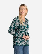 Bluză - Imprimeu floral - Verde inchis