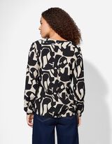 Bluse - Allover-Print - schwarz