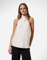 Bluse - Neckholder-Ausschnitt - Wei&szlig;