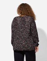 Sweter z dzianiny - dekolt w serek - czarny