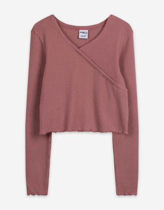 Langarmshirt - Wickeloptik - rosa