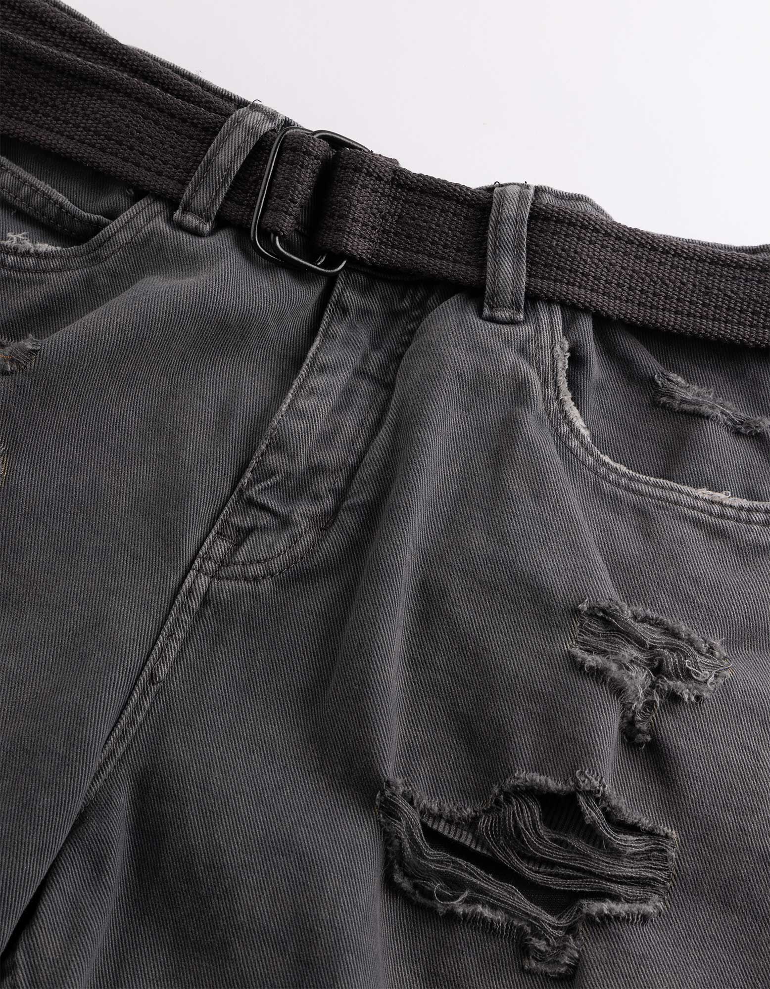 Short - Finition d&eacute;lav&eacute;e &agrave; l&rsquo;acide - Gris