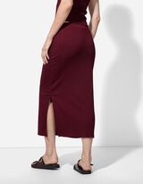 spódnica - rozcięcie z boku - ciemny czerwony