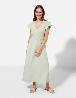 Kleid - &Auml;rmel mit Volants - Mint