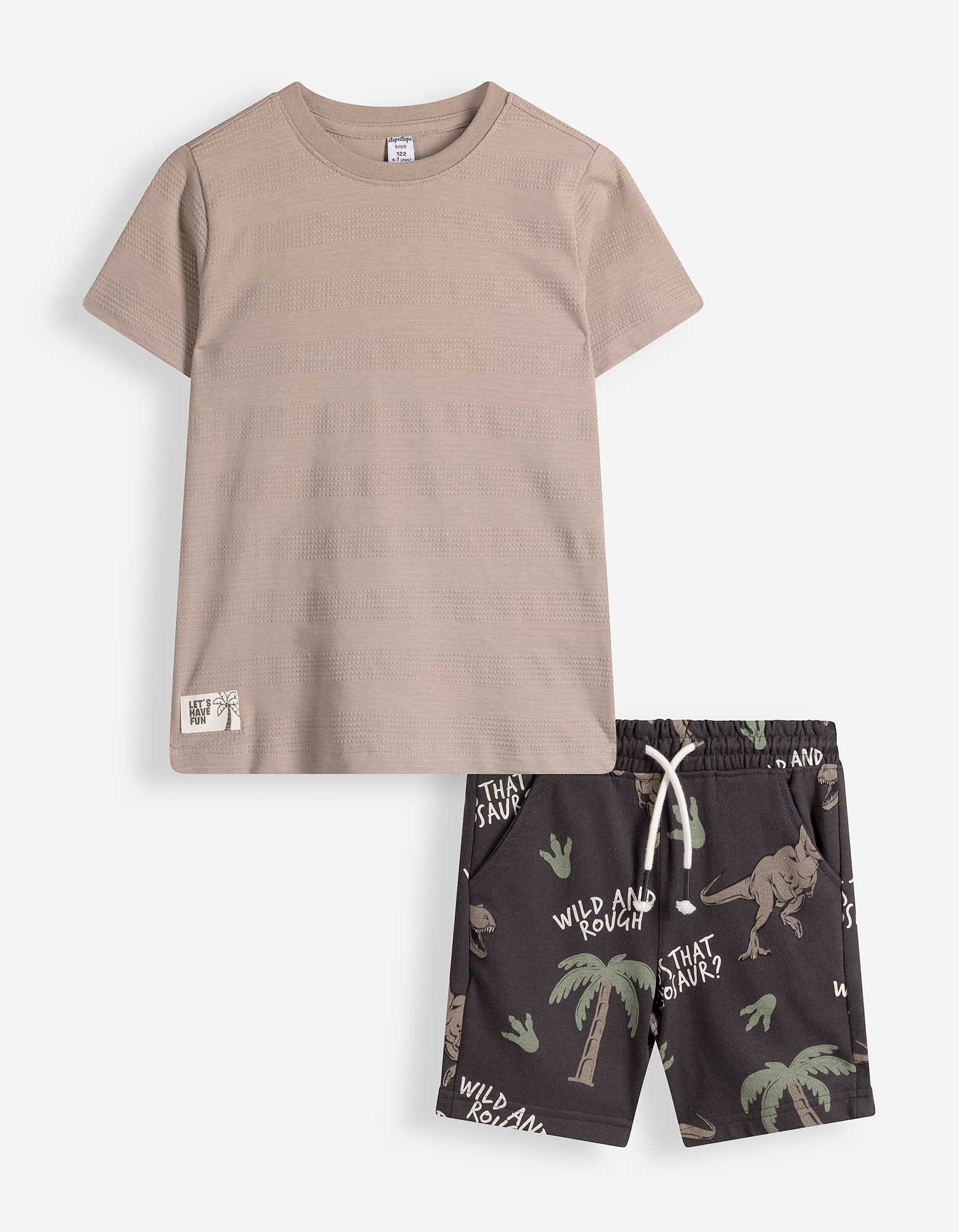 &nbsp;Set aus T-Shirt und Shorts - Allover-Print - grau