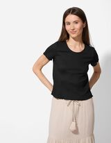 T-shirt - prążkowana faktura - czarny