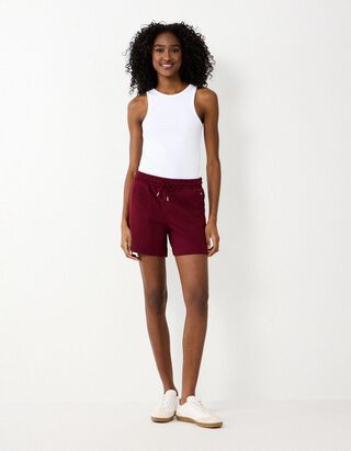 Shorts - Baumwoll-Mix - Dunkelrot