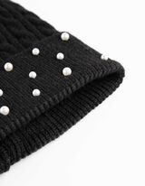 Muts met pompon - Sierkraaltjes - zwart