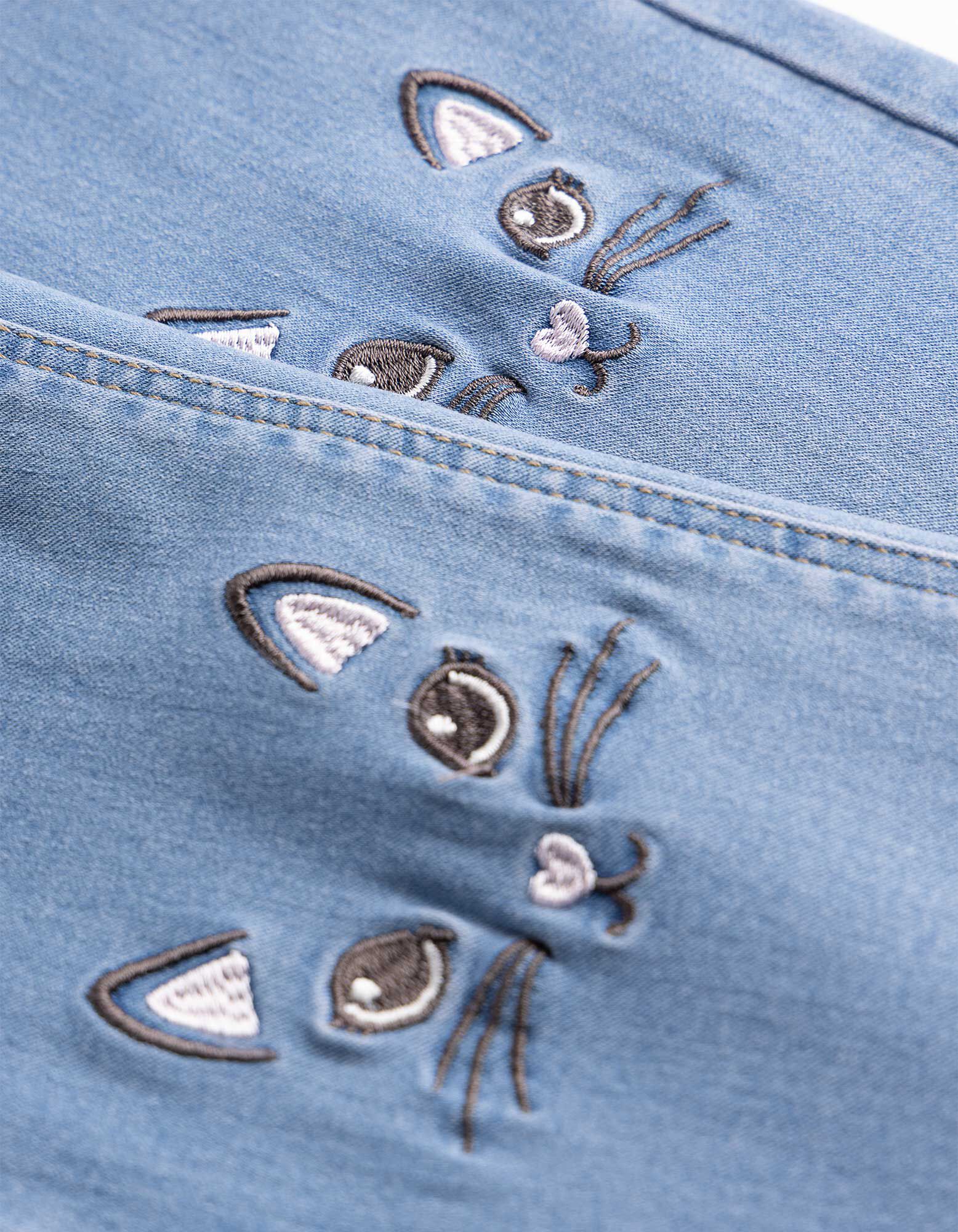 Jeggings - Broderie - Bleu
