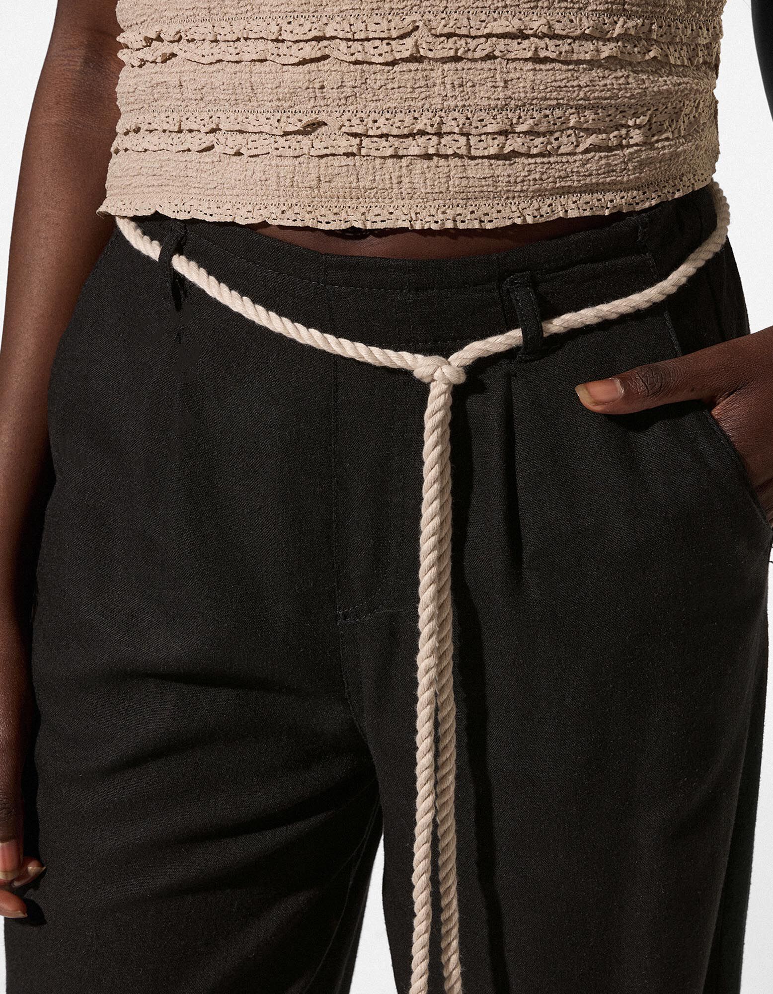 Culotte - Leinen-Optik - Schwarz