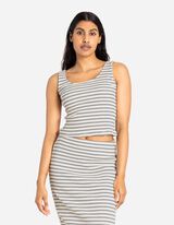 Top cropped - Bluză în dungi - Alb