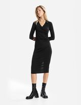 Midi haljina - Lažni preklop - crna