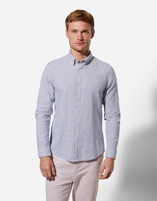 Hemd - Leinen-Mix - dunkelblau