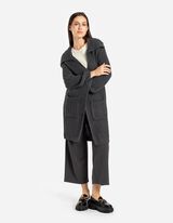 Dlhý kardigán - Hrubý úplet - tmavoseda