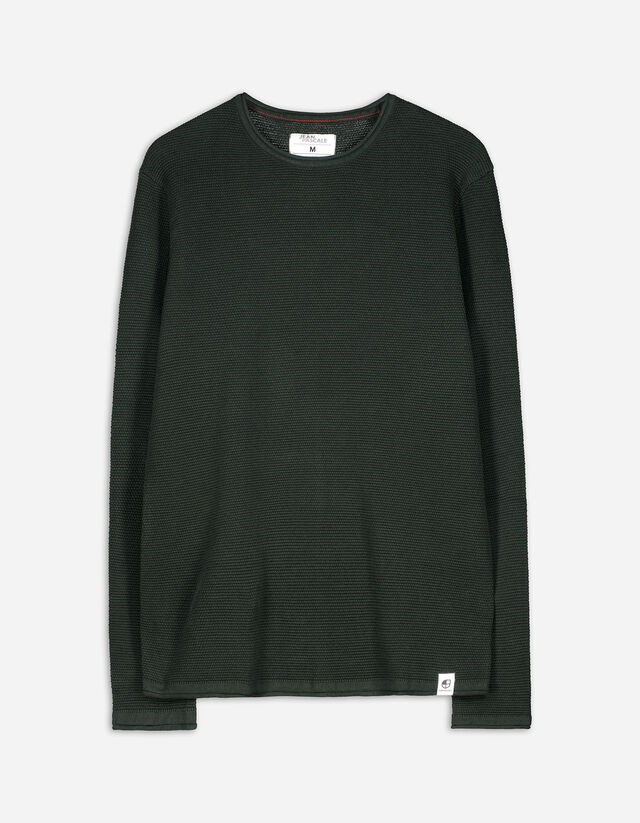 sweter - zwijane krawędzie - ciemny zielony