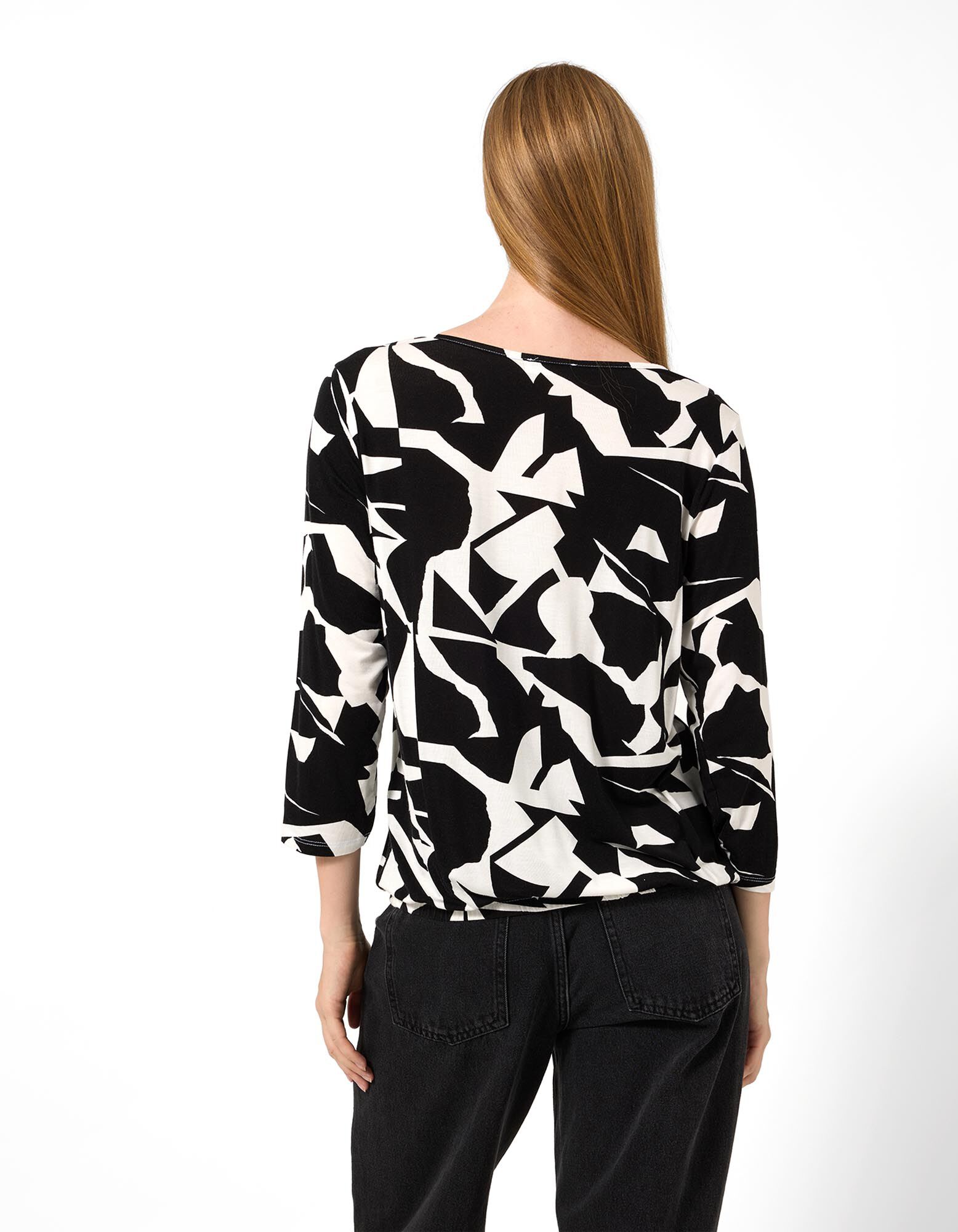 Langarmshirt - Allover-Print - Schwarz