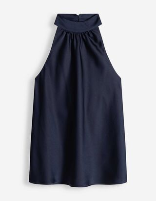 Bluse - Neckholder-Ausschnitt - dunkelblau