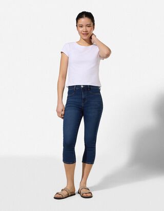 Capri hlače - Skinny Fit - tamno plava