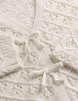 Kardigan - Hrub&aacute; pletenina - b&iacute;l&aacute;