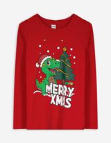Langarmshirt - Christmas - dunkelrot