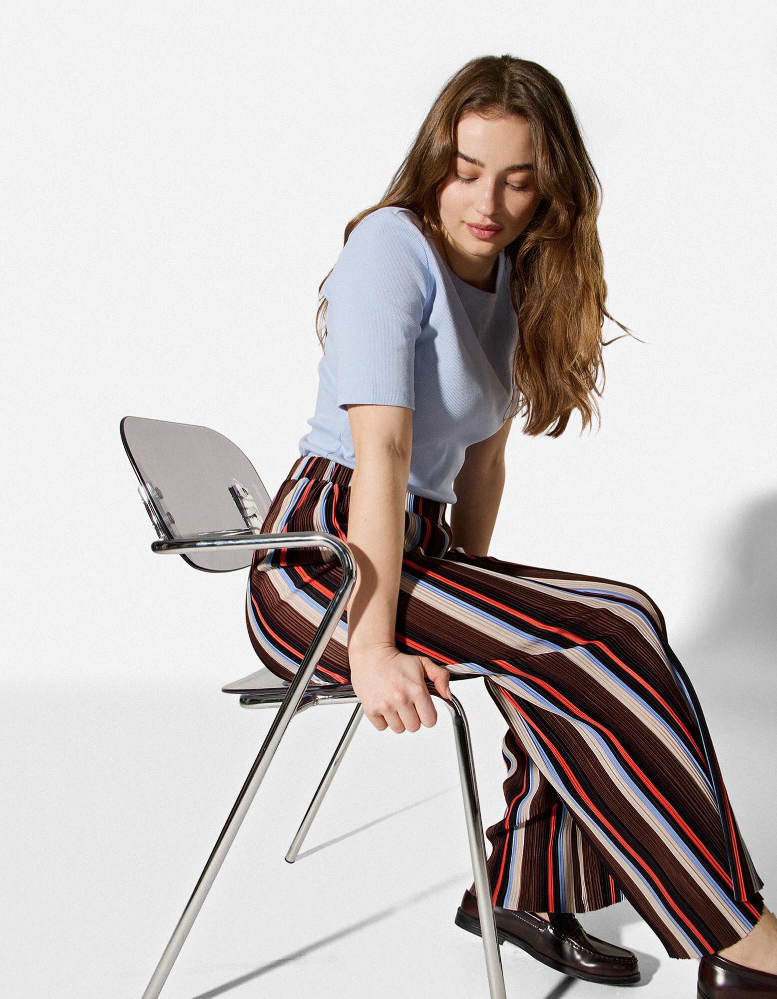 Hose - Plissee - braun