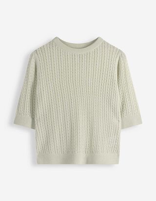 Pullover - Lochstrick - hellgr&uuml;n