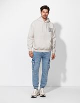 bluza z kapturem - Tylny nadruk - bialy