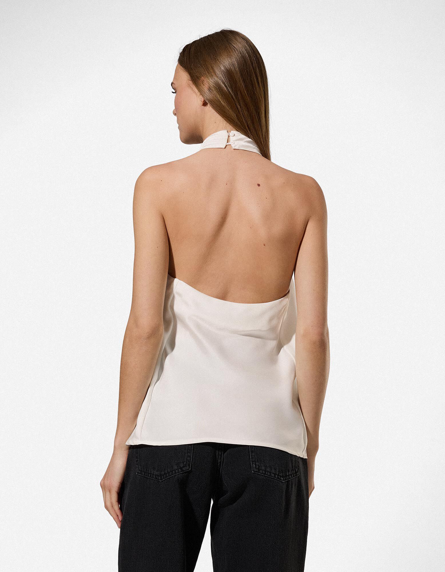 Bluse - Neckholder-Ausschnitt - Wei&szlig;