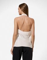 Bluse - Neckholder-Ausschnitt - Wei&szlig;