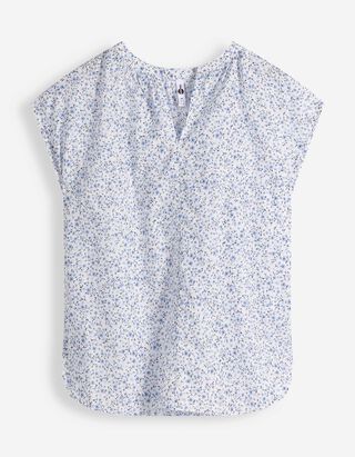 Blusenshirt - Allover-Print - hellblau