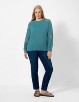 Sweatshirt - Metallic-Details - Petrol