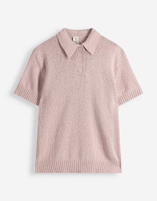 Strickpullover - Polokragen - rosa