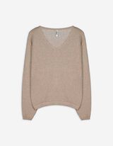 Strickpullover - V-Ausschnitt - beige