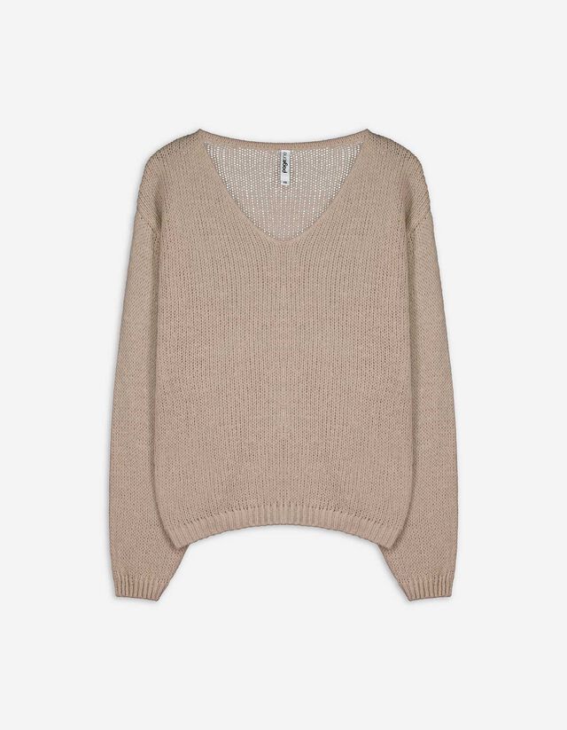 Trui - V-hals - beige