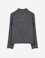 Pulover de tricot - Guler cu guler cocteil - Gri inchis