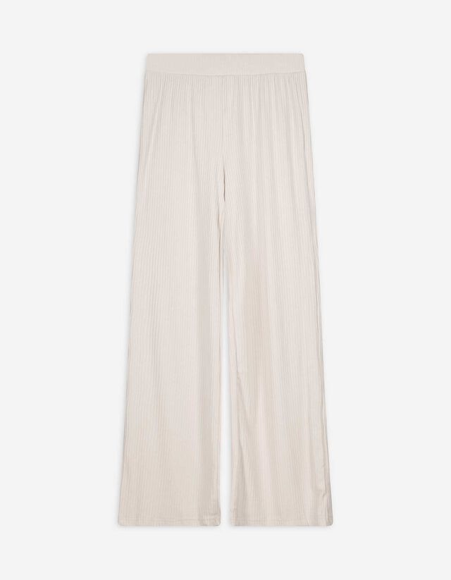 Pantalon - Texture côtelée - blanc