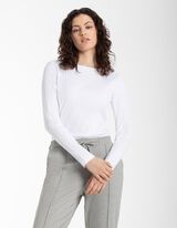 Hossz&uacute; ujj&uacute; felső - Bord&aacute;zott - feher