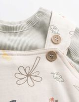 Ensemble shirt et salopette - Imprim&eacute; all-over - Blanc cass&eacute;