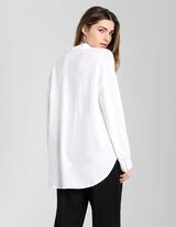 Overhemdblouse - Linnenmix - wit