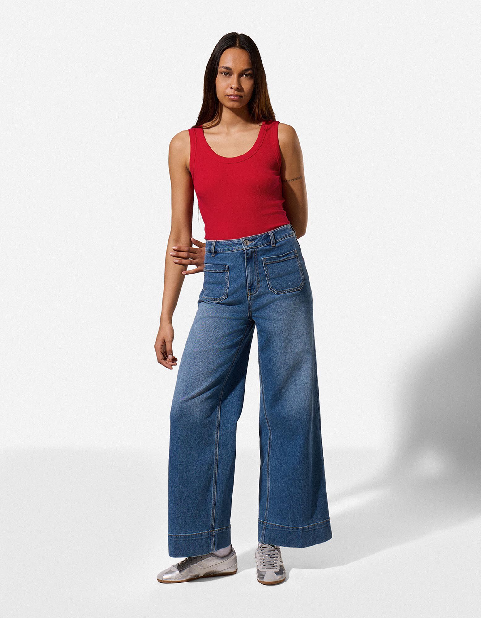 Top - Rippenstruktur - rot