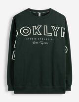 Sweatshirt - Baumwoll-Mix - Dunkelgr&uuml;n