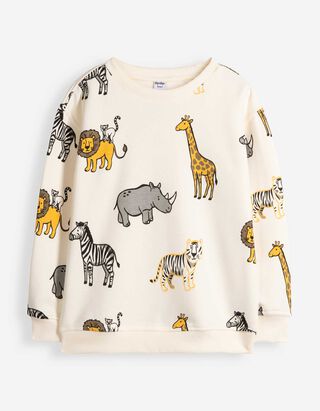Sweatshirt - Print all-over - Beige