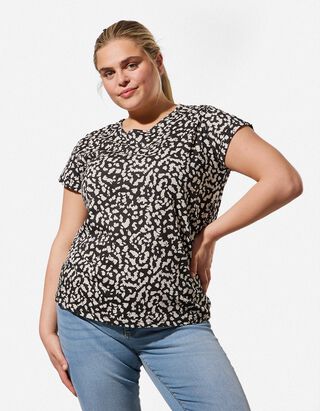 T-shirt - Motief all-over - zwart