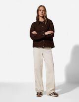 Veste chemise - Aspect lin - brun fonc&eacute;