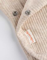 Langarmbody - Rippstrick - beige
