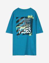 Tričko - Oversized Fit - tyrkysovy