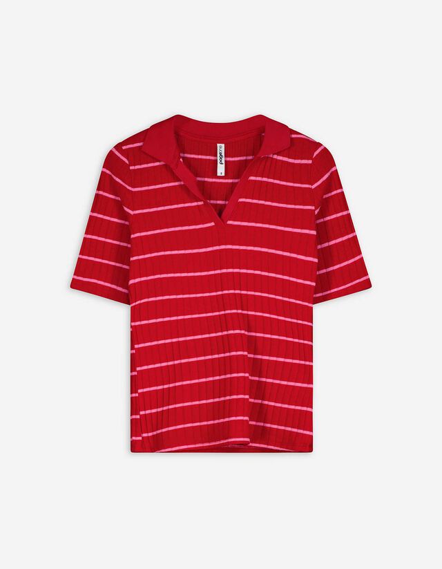 Poloshirt - Streifen - rot